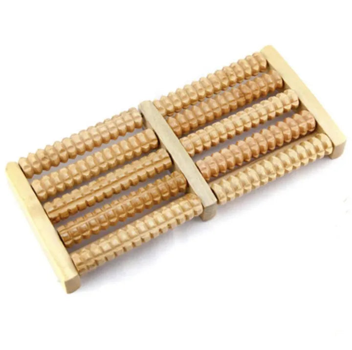 Dual 6 Row Foot Wooden Massager Roller